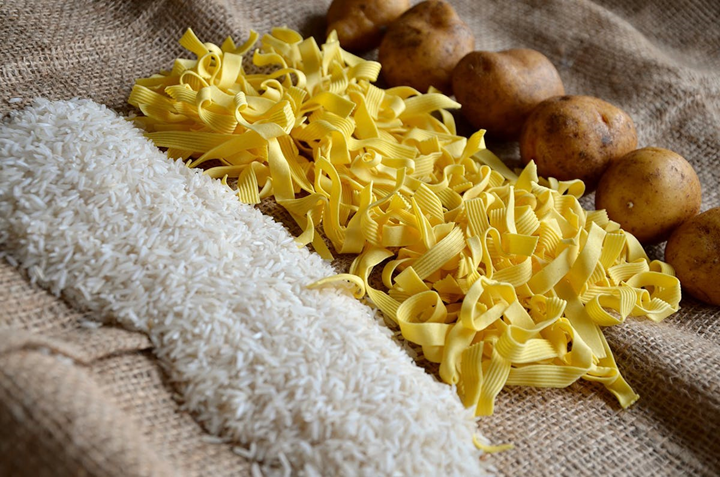 Ris, pasta, potatis.